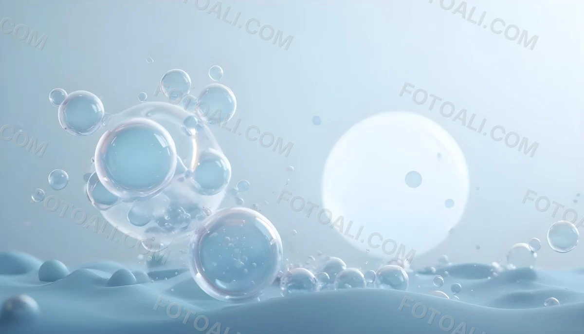 3d Model Bubbles With Molecules Inside Light Blue Background With Blurred Lights And Abstract Shapes Figure Octane Render Volumetric Highly Detailed Videogame Aesthetic 22 7698