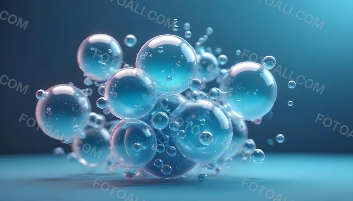 3d Model Bubbles With Molecules Inside Light Blue Background With Blurred Lights And Abstract Shapes Figure Octane Render Volumetric Highly Detailed Videogame Aesthetic 36 6db8
