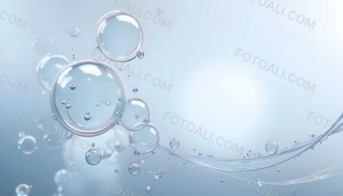 3d Model Bubbles With Molecules Inside Light Blue Background With Blurred Lights And Abstract Shapes Figure Octane Render Volumetric Highly Detailed Videogame Aesthetic 5 9d8c