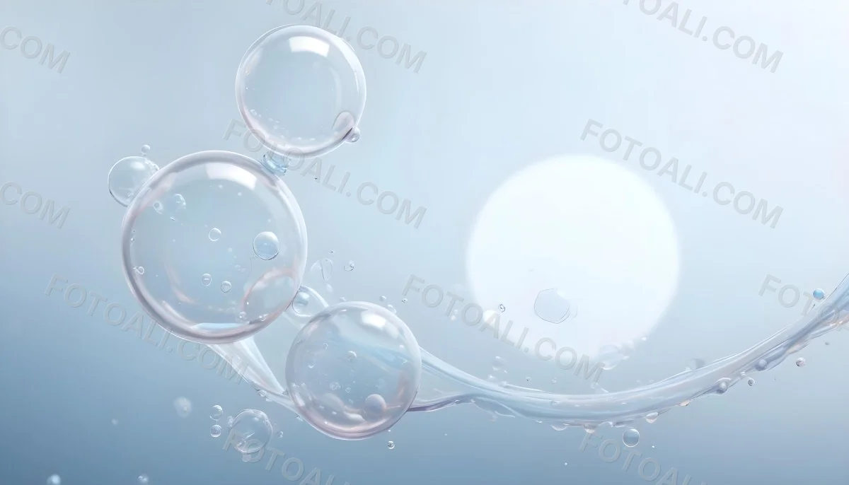 3d Model Bubbles With Molecules Inside Light Blue Background With Blurred Lights And Abstract Shapes Figure Octane Render Volumetric Highly Detailed Videogame Aesthetic 7 27cd