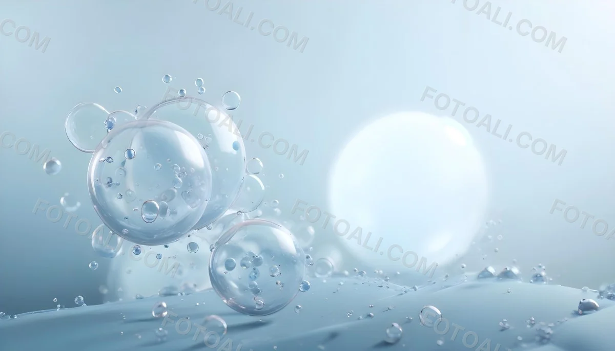 3d Model Bubbles With Molecules Inside Light Blue Background With Blurred Lights And Abstract Shapes Figure Octane Render Volumetric Highly Detailed Videogame Aesthetic 9 Bd8c