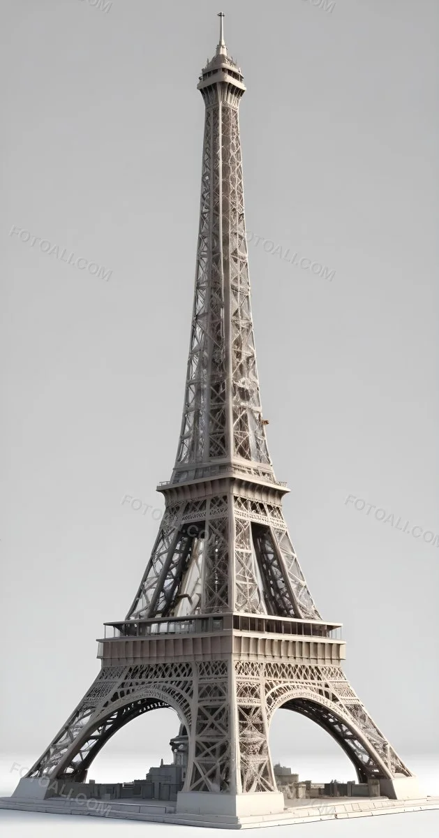 3d Model Eiffel Tower On A White Background Figure Octane Render Volumetric Highly Detailed Videogame Aesthetic 6 256d