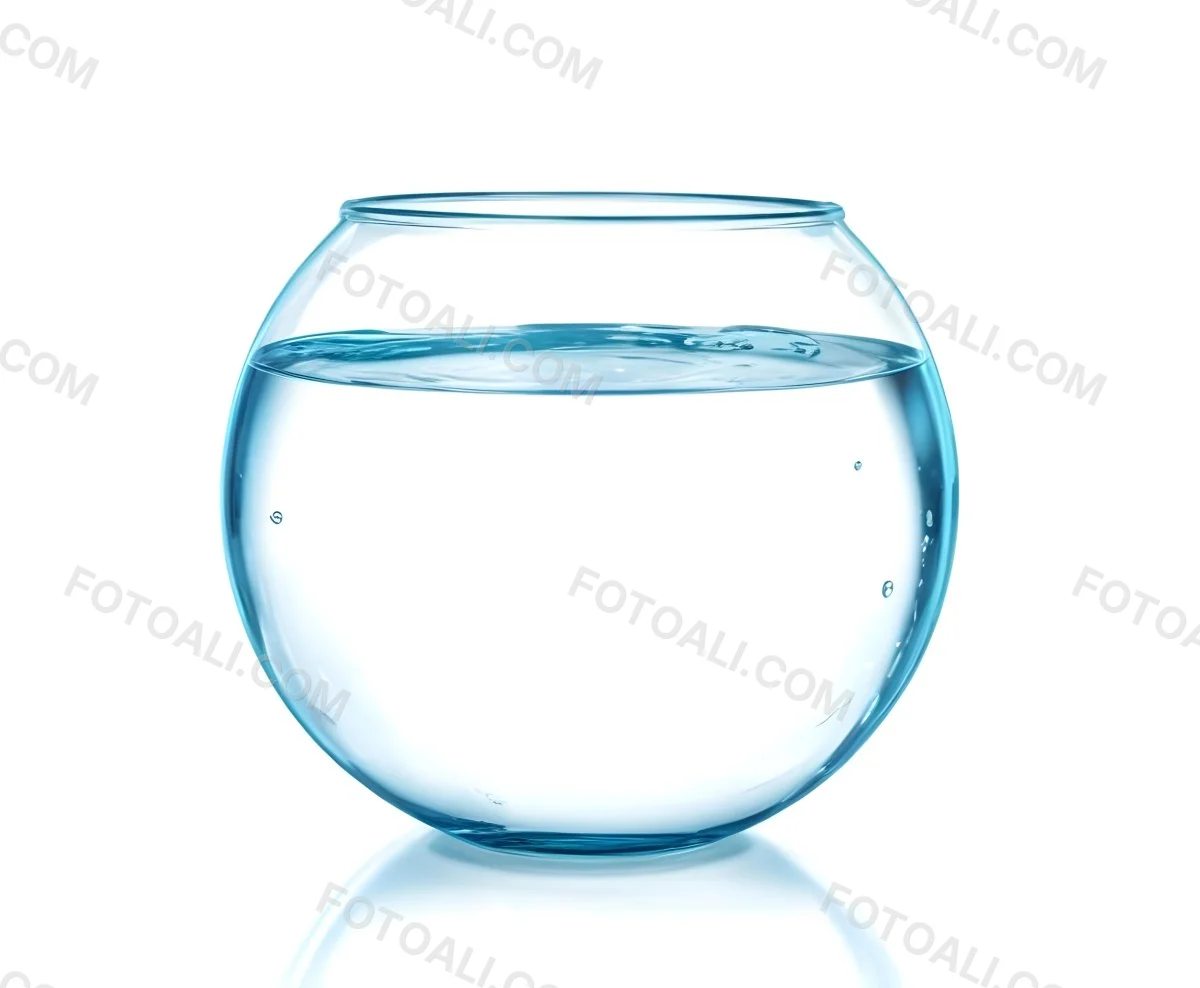 3d Model Fishbowl With Clear Water Transparent Glass Round Shape Smooth Surface Water Level Near The Top Clean And Simple Design White Background Figure Octane Render Volumetric Highly Detailed Videogame Aest 20 6aff