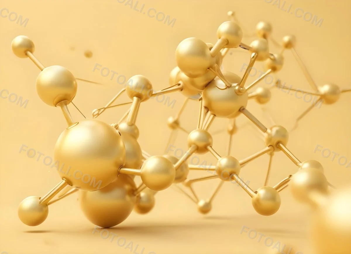 3d Model Golden Molecular Structure With Interconnected Spheres And Lines Creating A Complex Network Soft Golden Background With Blurred Lines Scientific Or Technological Theme Clean And Modern Aesthetic Figure 18 894e