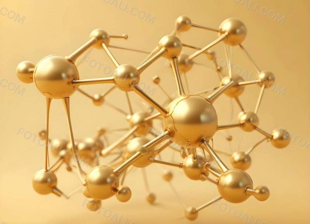3d Model Golden Molecular Structure With Interconnected Spheres And Lines Creating A Complex Network Soft Golden Background With Blurred Lines Scientific Or Technological Theme Clean And Modern Aesthetic Figure 51 B0ea
