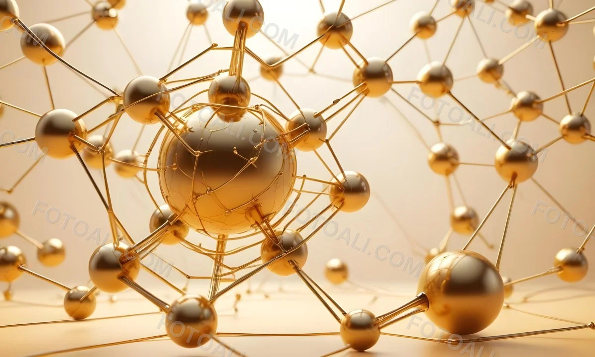 3d Model Golden Spheres Connected By Thin Rods In A Grid Like Structure Soft Lighting Clean And Minimalist Design Abstract Representation Of Molecular Structure Bright Background Figure Octane Render Volumetric 23 0049