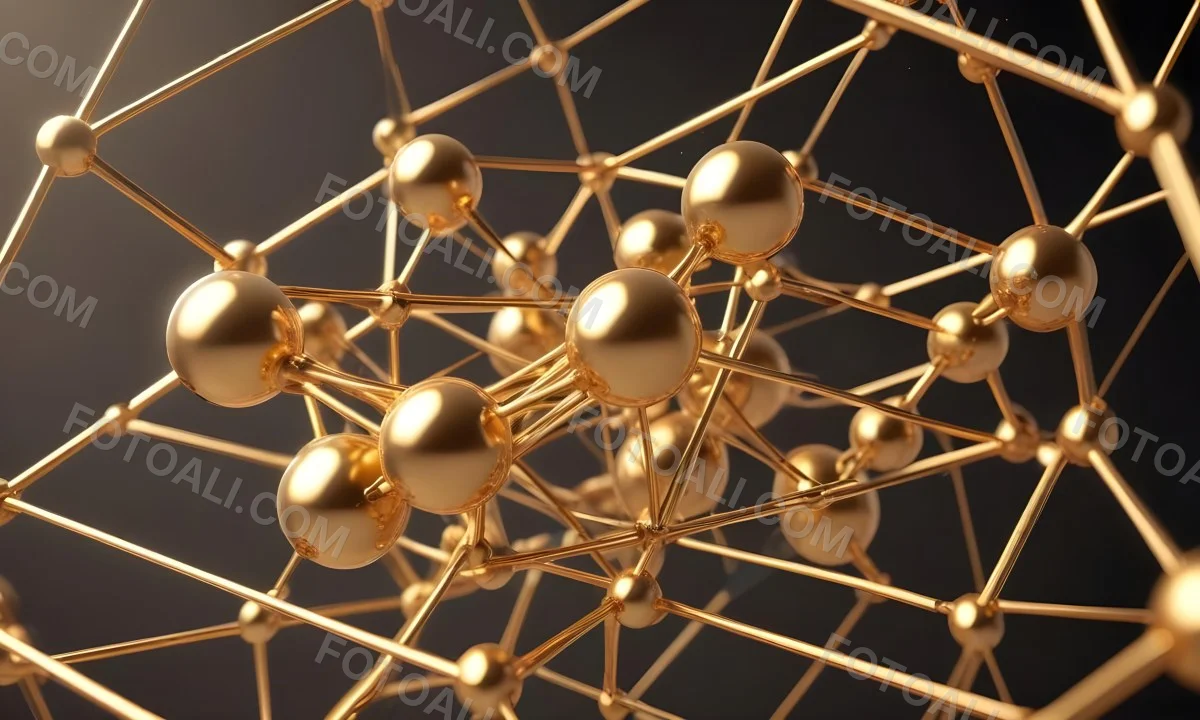 3d Model Golden Spheres Connected By Thin Rods In A Grid Like Structure Soft Lighting Clean And Minimalist Design Abstract Representation Of Molecular Structure Bright Background Figure Octane Render Volumetric 26 2c9d