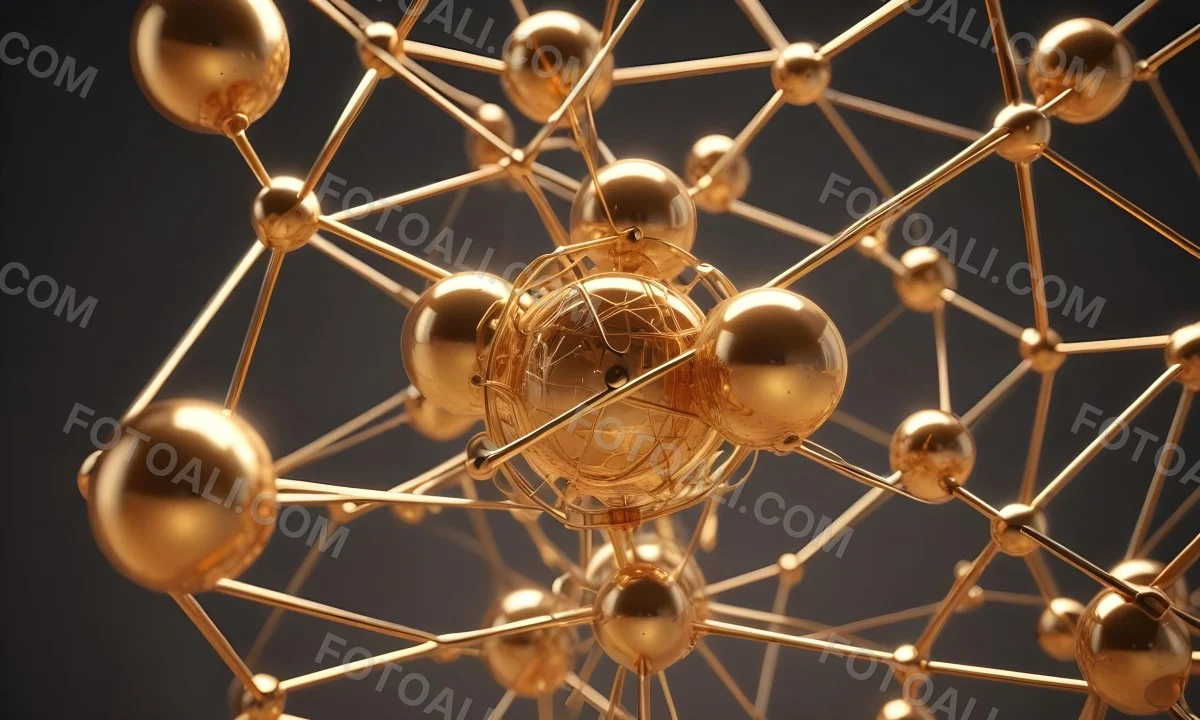 3d Model Golden Spheres Connected By Thin Rods In A Grid Like Structure Soft Lighting Clean And Minimalist Design Abstract Representation Of Molecular Structure Bright Background Figure Octane Render Volumetric 42 2e0c