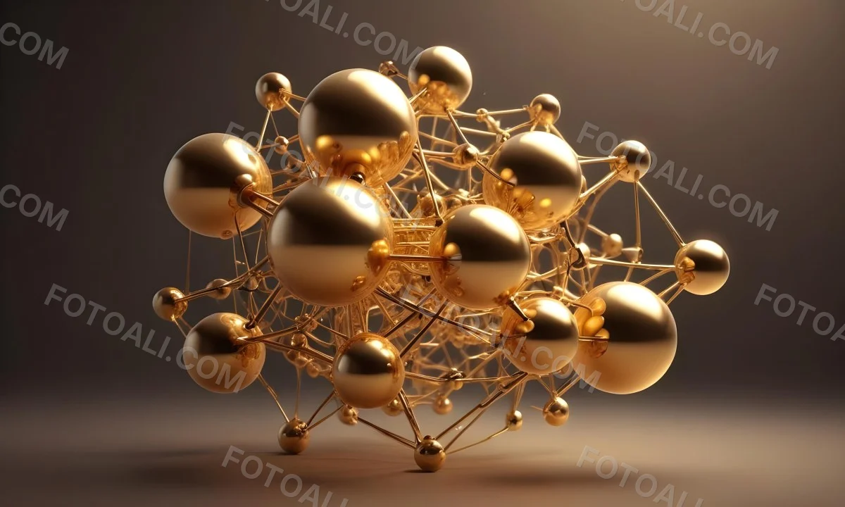 3d Model Golden Spheres Connected By Thin Rods In A Grid Like Structure Soft Lighting Clean And Minimalist Design Abstract Representation Of Molecular Structure Bright Background Figure Octane Render Volumetric 48 7368