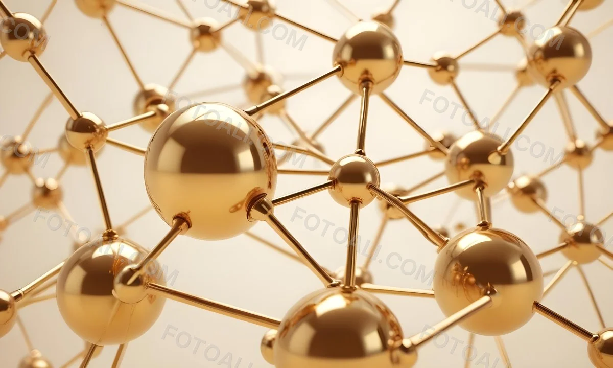 3d Model Golden Spheres Connected By Thin Rods In A Grid Like Structure Soft Lighting Clean And Minimalist Design Abstract Representation Of Molecular Structure Bright Background Figure Octane Render Volumetric 50 2e3f
