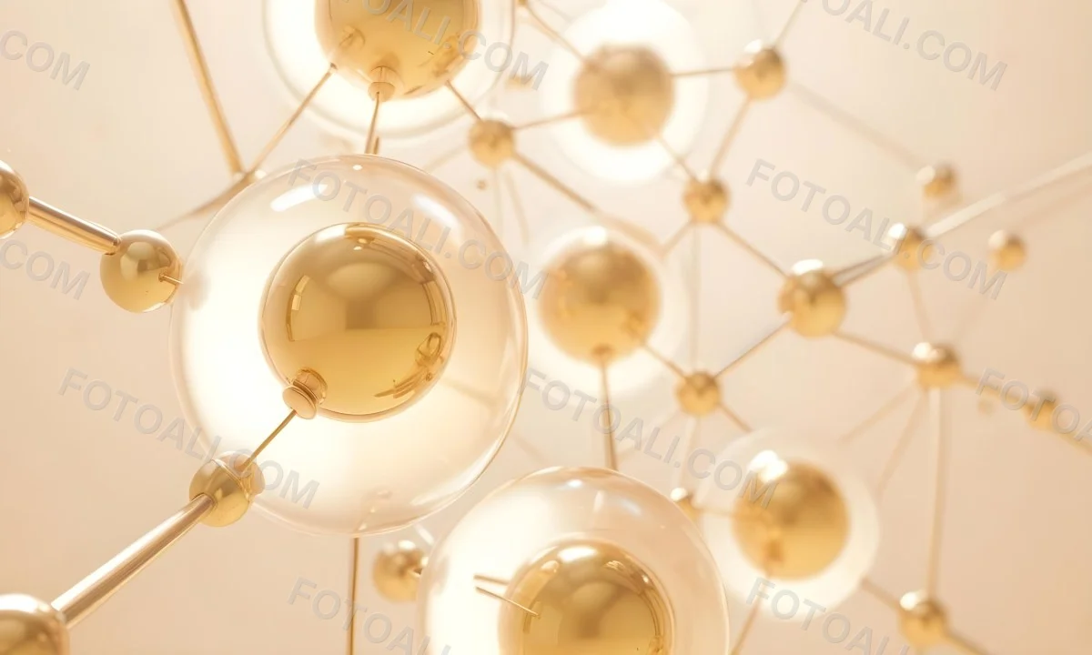 3d Model Golden Spheres Connected By Thin Rods In A Grid Like Structure Soft Lighting Clean And Minimalist Design Abstract Representation Of Molecular Structure Bright Background Figure Octane Render Volumetric 51 B3d5