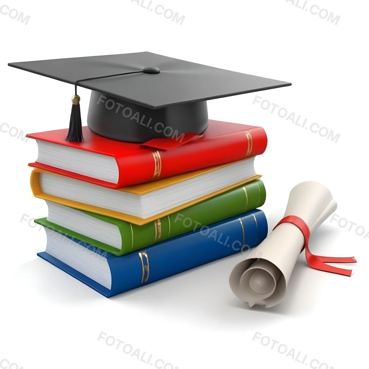 3d Model Graduation Cap On Top Of A Stack Of Books With A Diploma White Background Figure Octane Render Volumetric Highly Detailed Videogame Aesthetic 2 0a12