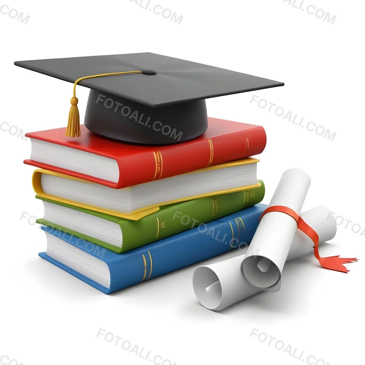 3d Model Graduation Cap On Top Of A Stack Of Books With A Diploma White Background Figure Octane Render Volumetric Highly Detailed Videogame Aesthetic 9 0616