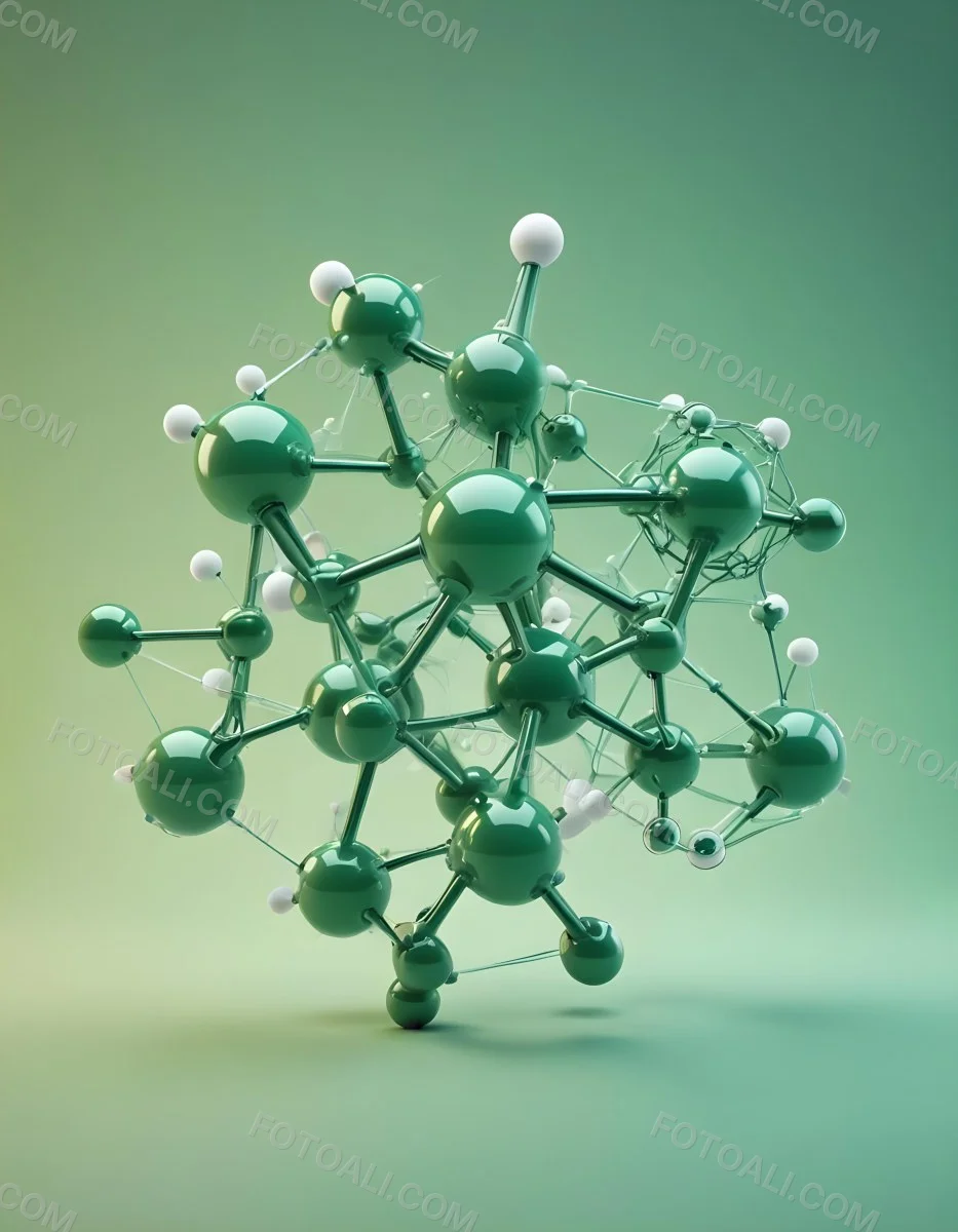 3d Model Green Molecule Structure With Interconnected Spheres And Thin Connecting Lines Against A Gradient White And Green Background Science Concept Organic Chemistry Figure Octane Render Volumetric Highly Detai 23 Ef0f