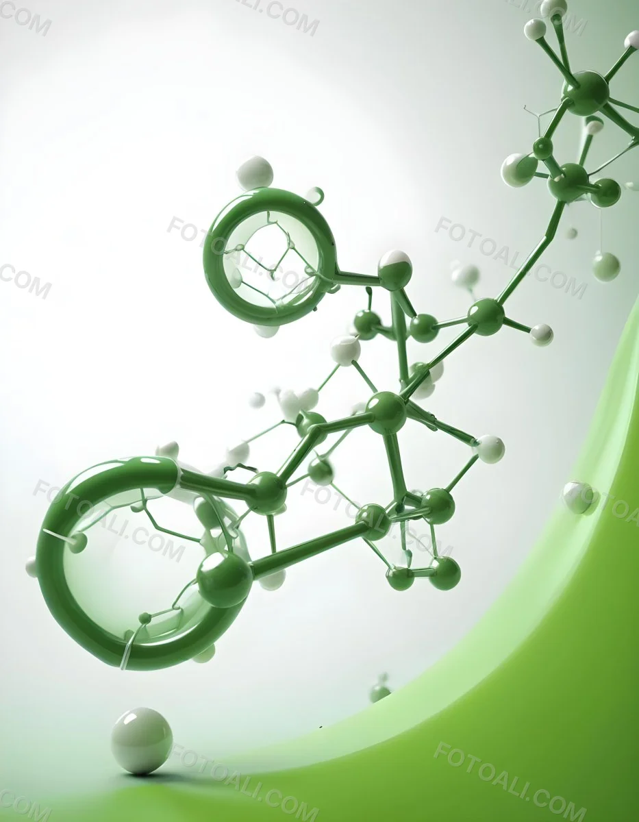 3d Model Green Molecule Structure With Interconnected Spheres And Thin Connecting Lines Against A Gradient White And Green Background Science Concept Organic Chemistry Figure Octane Render Volumetric Highly Detai 53 F5ae