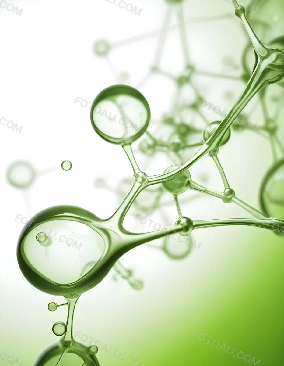 3d Model Green Molecule Structure With Interconnected Spheres And Thin Connecting Lines Against A Gradient White And Green Background Science Concept Organic Chemistry Figure Octane Render Volumetric Highly Detai 55 6f6f