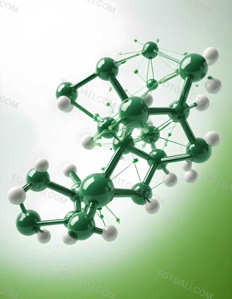 3d Model Green Molecule Structure With Interconnected Spheres And Thin Connecting Lines Against A Gradient White And Green Background Science Concept Organic Chemistry Figure Octane Render Volumetric Highly Detai 60 8f5b