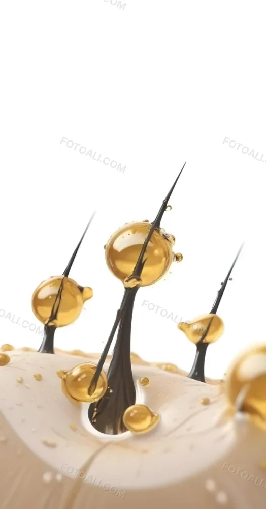 3d Model Hair Follicles With Oil Drops On A White Background Close Up View Of Hair And Scalp Hair Care Concept Hair Treatment Hair Health Figure Octane Render Volumetric Highly Detailed Videogame Aesthetic 5 F6b8