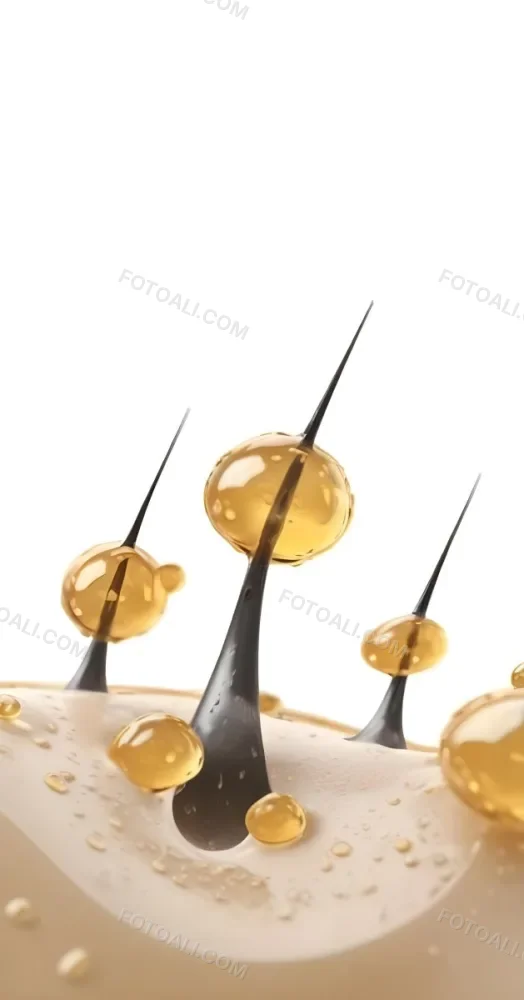3d Model Hair Follicles With Oil Drops On A White Background Close Up View Of Hair And Scalp Hair Care Concept Hair Treatment Hair Health Figure Octane Render Volumetric Highly Detailed Videogame Aesthetic 7 F61e