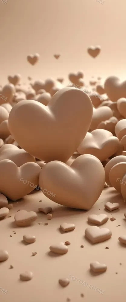 3d Model Many Light Brown Hearts Of Different Sizes Floating In A Light Brown Background Some Of Them Are In Focus And Some Are Blurred Figure Octane Render Volumetric Highly Detailed Videogame Aesthetic 1 D4ee