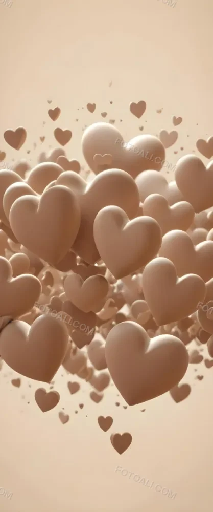 3d Model Many Light Brown Hearts Of Different Sizes Floating In A Light Brown Background Some Of Them Are In Focus And Some Are Blurred Figure Octane Render Volumetric Highly Detailed Videogame Aesthetic 28 1492