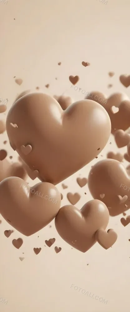 3d Model Many Light Brown Hearts Of Different Sizes Floating In A Light Brown Background Some Of Them Are In Focus And Some Are Blurred Figure Octane Render Volumetric Highly Detailed Videogame Aesthetic 34 0719