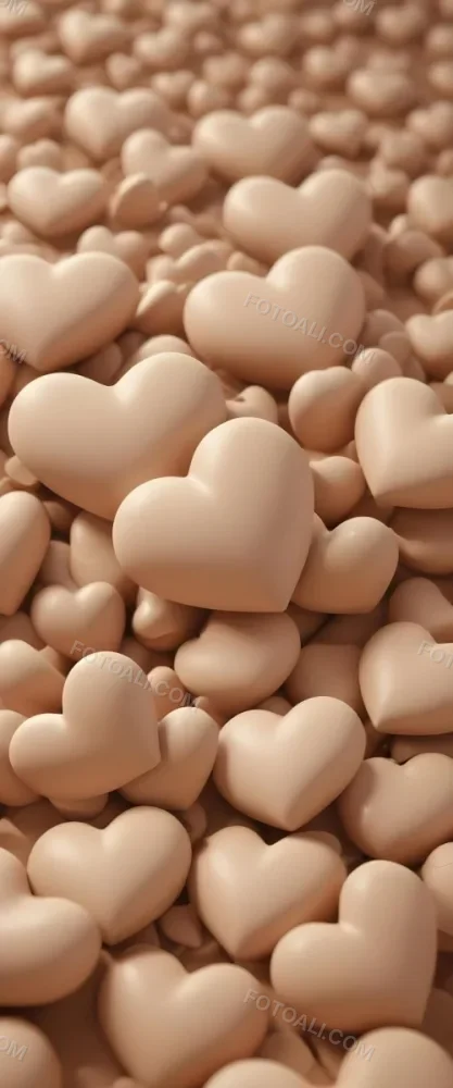 3d Model Many Light Brown Hearts Of Different Sizes Floating In A Light Brown Background Some Of Them Are In Focus And Some Are Blurred Figure Octane Render Volumetric Highly Detailed Videogame Aesthetic 35 Edf1