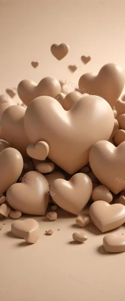 3d Model Many Light Brown Hearts Of Different Sizes Floating In A Light Brown Background Some Of Them Are In Focus And Some Are Blurred Figure Octane Render Volumetric Highly Detailed Videogame Aesthetic 37 2699