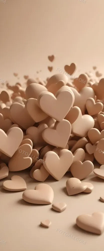 3d Model Many Light Brown Hearts Of Different Sizes Floating In A Light Brown Background Some Of Them Are In Focus And Some Are Blurred Figure Octane Render Volumetric Highly Detailed Videogame Aesthetic 38 A970