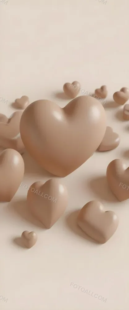 3d Model Many Light Brown Hearts Of Different Sizes Floating In A Light Brown Background Some Of Them Are In Focus And Some Are Blurred Figure Octane Render Volumetric Highly Detailed Videogame Aesthetic 6 1a95
