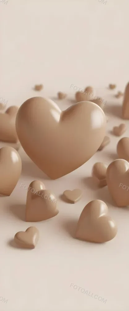 3d Model Many Light Brown Hearts Of Different Sizes Floating In A Light Brown Background Some Of Them Are In Focus And Some Are Blurred Figure Octane Render Volumetric Highly Detailed Videogame Aesthetic 7 87dd
