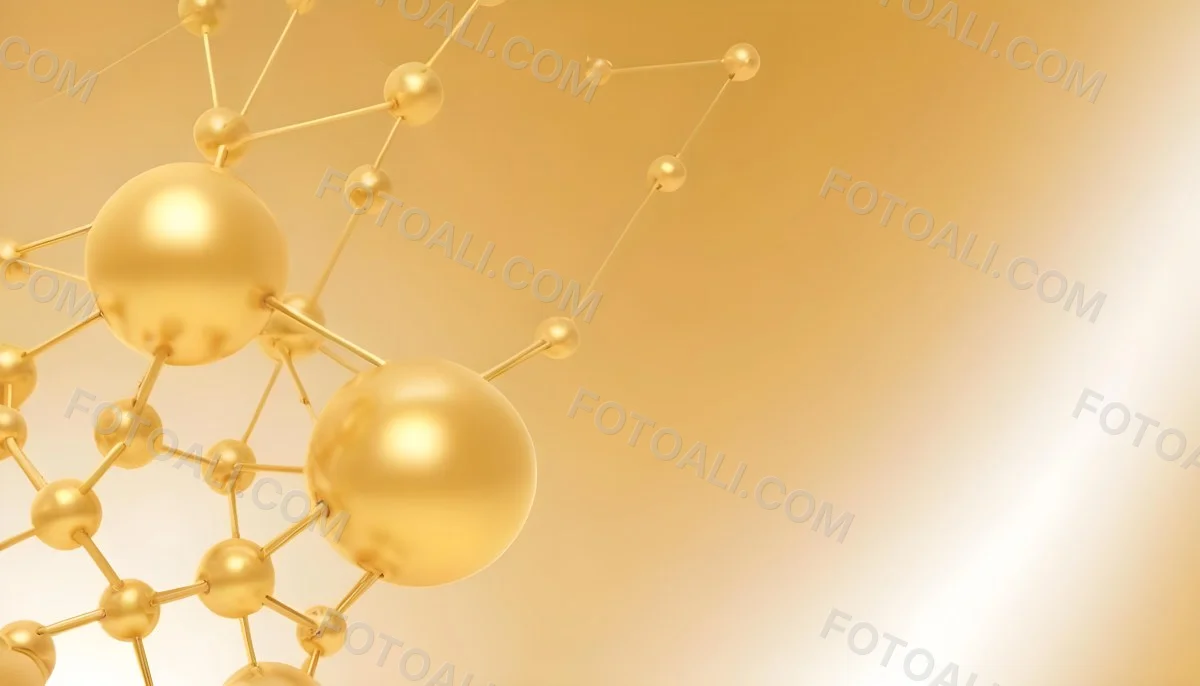 3d Model Molecular Structure With Golden Spheres Connected By Thin Lines Soft Golden Gradient Background Scientific Visualization Conceptual Design Modern Aesthetic Figure Octane Render Volumetric Highly Detailed 15 0a41