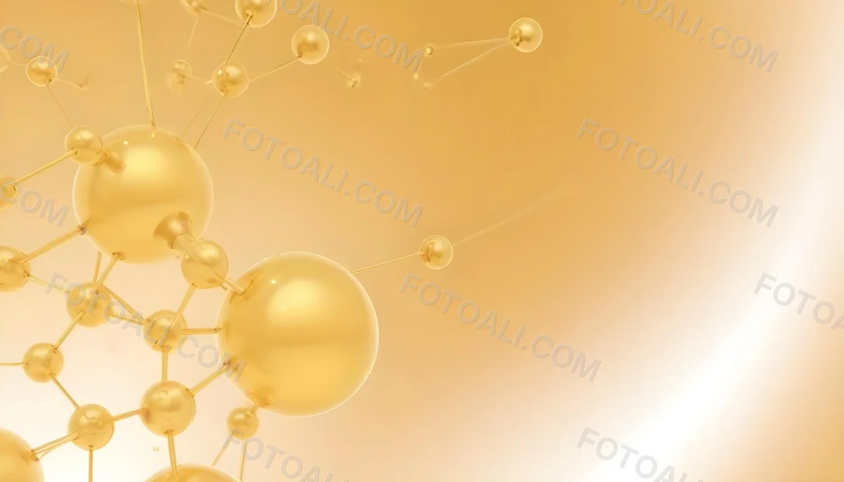 3d Model Molecular Structure With Golden Spheres Connected By Thin Lines Soft Golden Gradient Background Scientific Visualization Conceptual Design Modern Aesthetic Figure Octane Render Volumetric Highly Detailed 17 009d