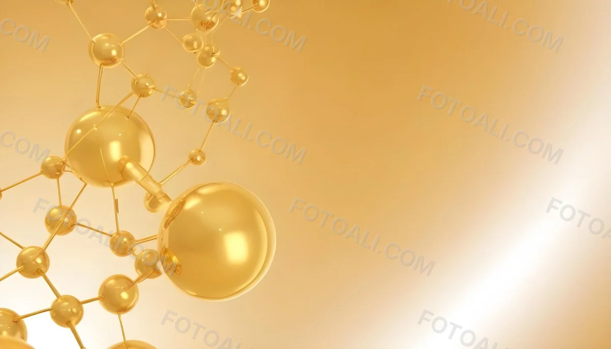3d Model Molecular Structure With Golden Spheres Connected By Thin Lines Soft Golden Gradient Background Scientific Visualization Conceptual Design Modern Aesthetic Figure Octane Render Volumetric Highly Detailed 28 9459