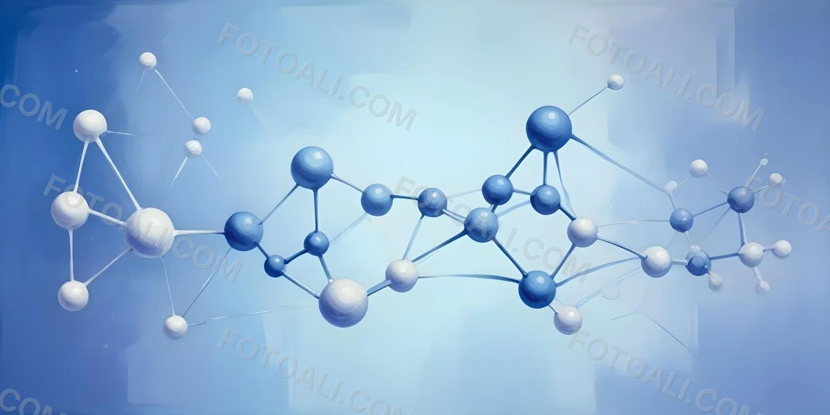 3d Model Molecular Structure With Interconnected Spheres And Lines Creating A Network Like Pattern Soft Blue And White Color Palette Minimalist Composition Clean And Modern Aesthetic Abstract Representation Of Sci 25 Eee0