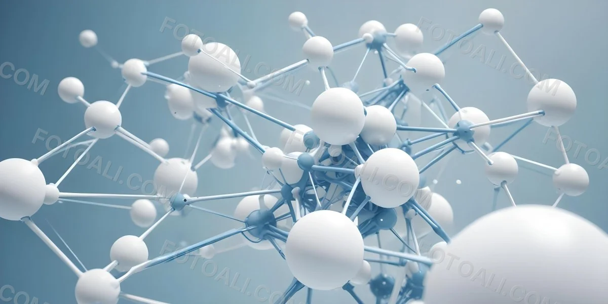 3d Model Molecular Structure With Interconnected Spheres And Lines Creating A Network Like Pattern Soft Blue And White Color Palette Minimalist Composition Clean And Modern Aesthetic Abstract Representation Of Sci 26 4b64