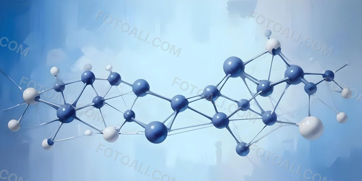 3d Model Molecular Structure With Interconnected Spheres And Lines Creating A Network Like Pattern Soft Blue And White Color Palette Minimalist Composition Clean And Modern Aesthetic Abstract Representation Of Sci 34 9bd2