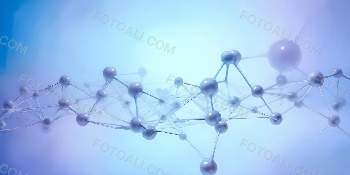 3d Model Molecular Structure With Interconnected Spheres And Lines Creating A Network Like Pattern Soft Blue And White Color Palette Minimalist Composition Clean And Modern Aesthetic Abstract Representation Of Sci 38 Bb47