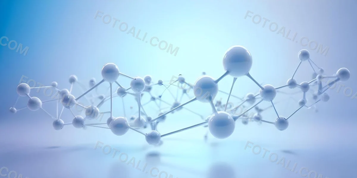 3d Model Molecular Structure With Interconnected Spheres And Lines Creating A Network Like Pattern Soft Blue And White Color Palette Minimalist Composition Clean And Modern Aesthetic Abstract Representation Of Sci 48 F3ae