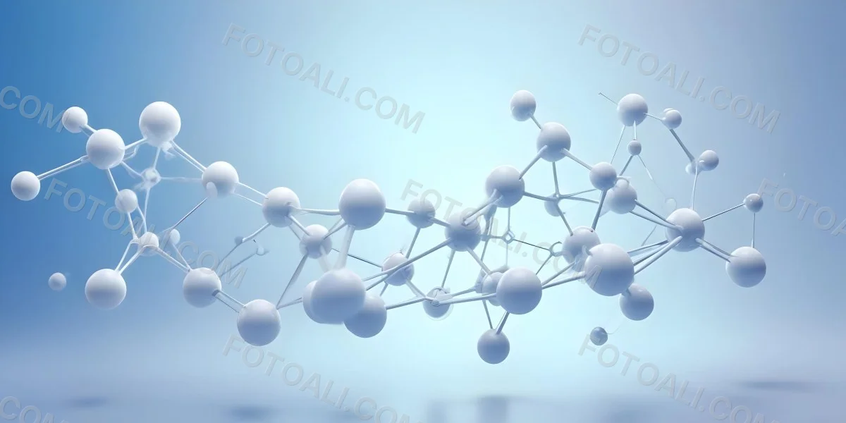3d Model Molecular Structure With Interconnected Spheres And Lines Creating A Network Like Pattern Soft Blue And White Color Palette Minimalist Composition Clean And Modern Aesthetic Abstract Representation Of Sci 51 B553