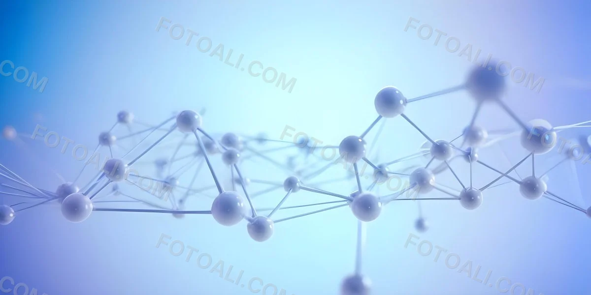 3d Model Molecular Structure With Interconnected Spheres And Lines Creating A Network Like Pattern Soft Blue And White Color Palette Minimalist Composition Clean And Modern Aesthetic Abstract Representation Of Sci 52 C9ea