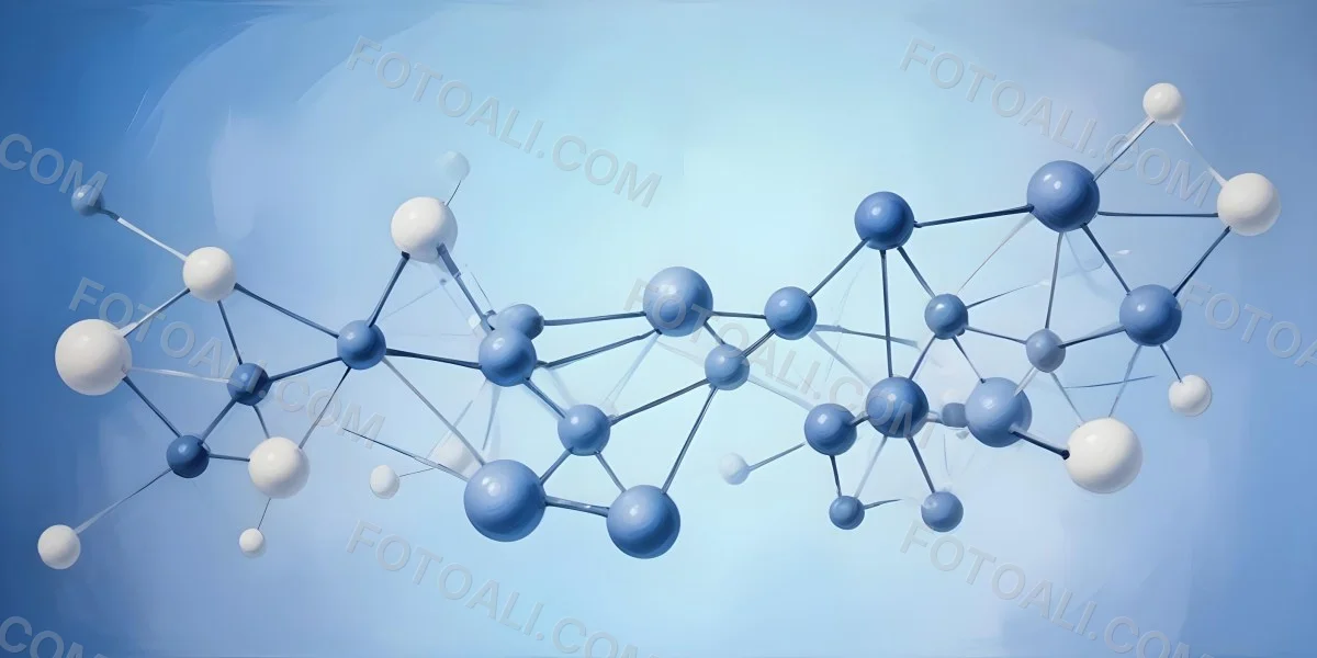 3d Model Molecular Structure With Interconnected Spheres And Lines Creating A Network Like Pattern Soft Blue And White Color Palette Minimalist Composition Clean And Modern Aesthetic Abstract Representation Of Sci 8 5e00