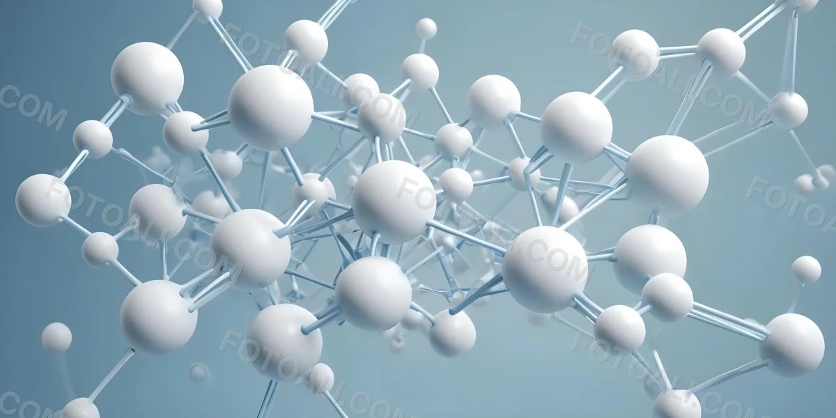 3d Model Molecular Structure With Interconnected Spheres And Lines Creating A Network Like Pattern Soft Blue And White Color Palette Minimalist Composition Clean And Modern Aesthetic Abstract Representation Of Sci 9 A4ba