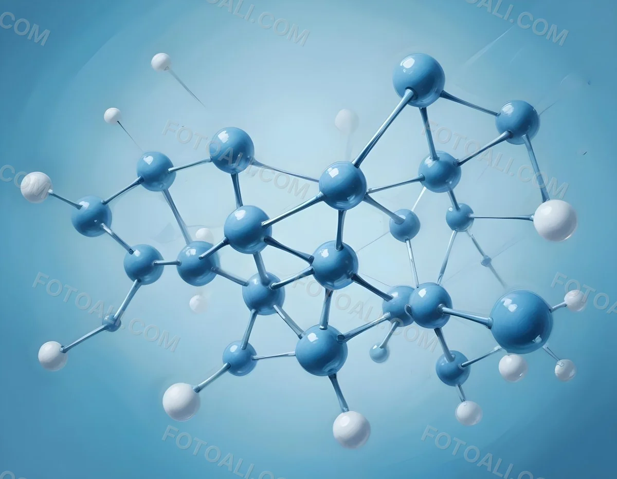 3d Model Molecular Structure With Interconnected Spheres And Rods Light Blue Color Scheme Scientific Visualization Clean And Minimalist Design Soft Lighting Abstract Background With Blurred Spheres Figure Octane 22 2f94