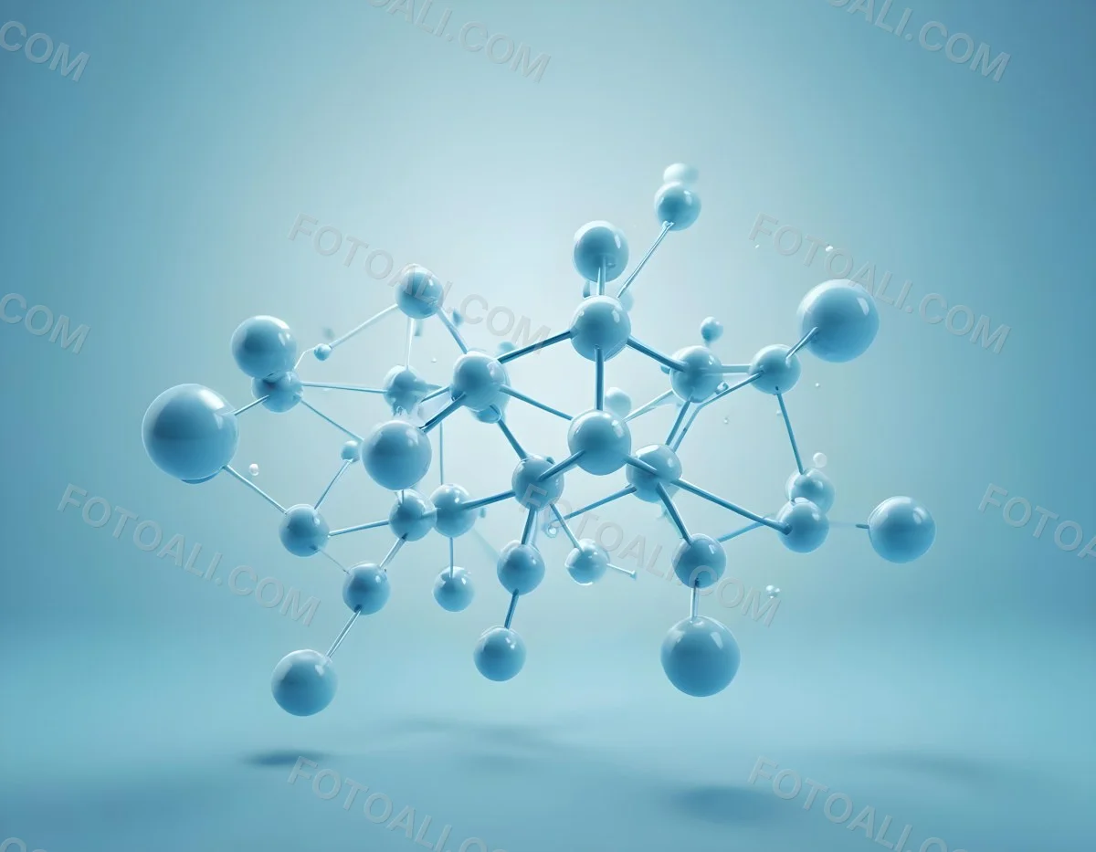 3d Model Molecular Structure With Interconnected Spheres And Rods Light Blue Color Scheme Scientific Visualization Clean And Minimalist Design Soft Lighting Abstract Background With Blurred Spheres Figure Octane 43 27a8