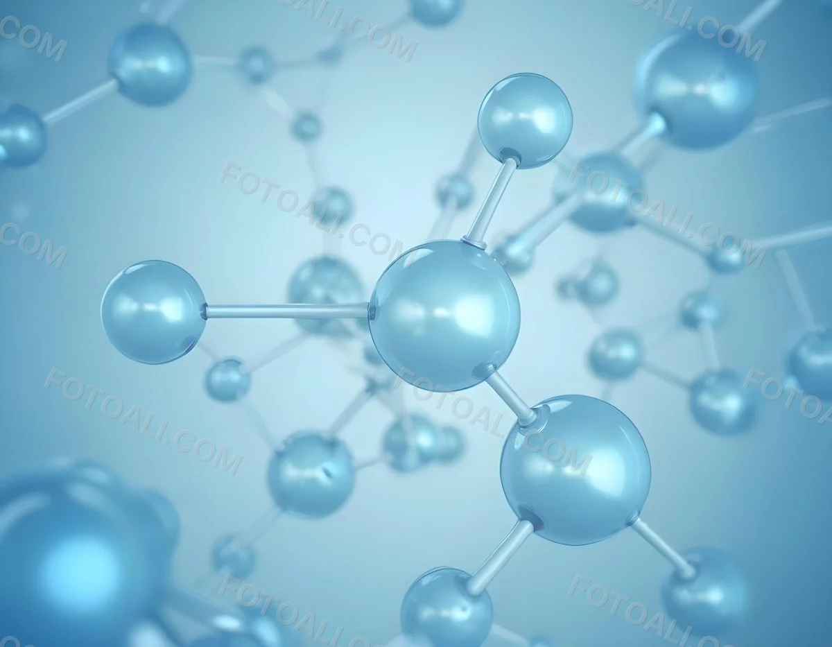 3d Model Molecular Structure With Interconnected Spheres And Rods Light Blue Color Scheme Scientific Visualization Clean And Minimalist Design Soft Lighting Abstract Background With Blurred Spheres Figure Octane 59 8d2b