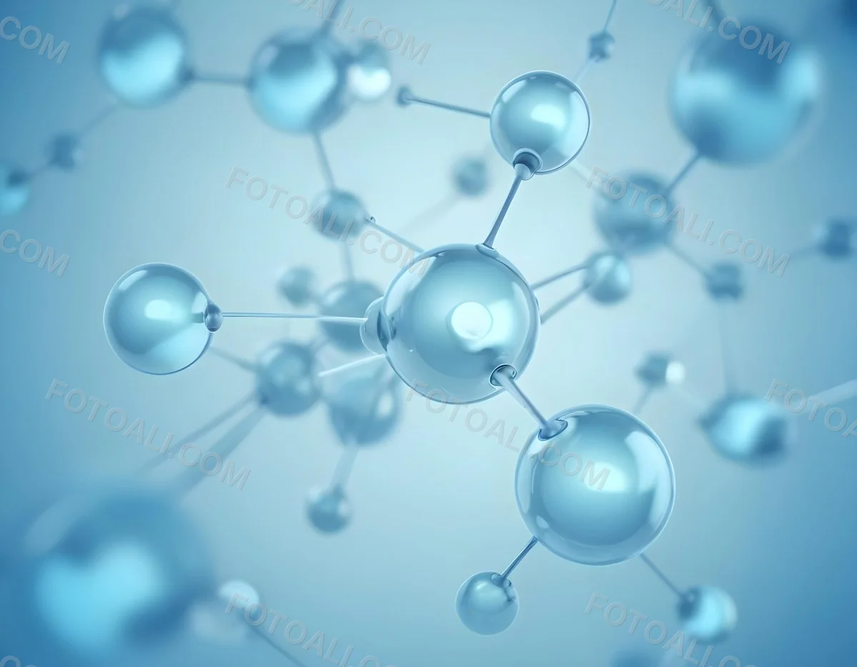 3d Model Molecular Structure With Interconnected Spheres And Rods Light Blue Color Scheme Scientific Visualization Clean And Minimalist Design Soft Lighting Abstract Background With Blurred Spheres Figure Octane 63 9a5f