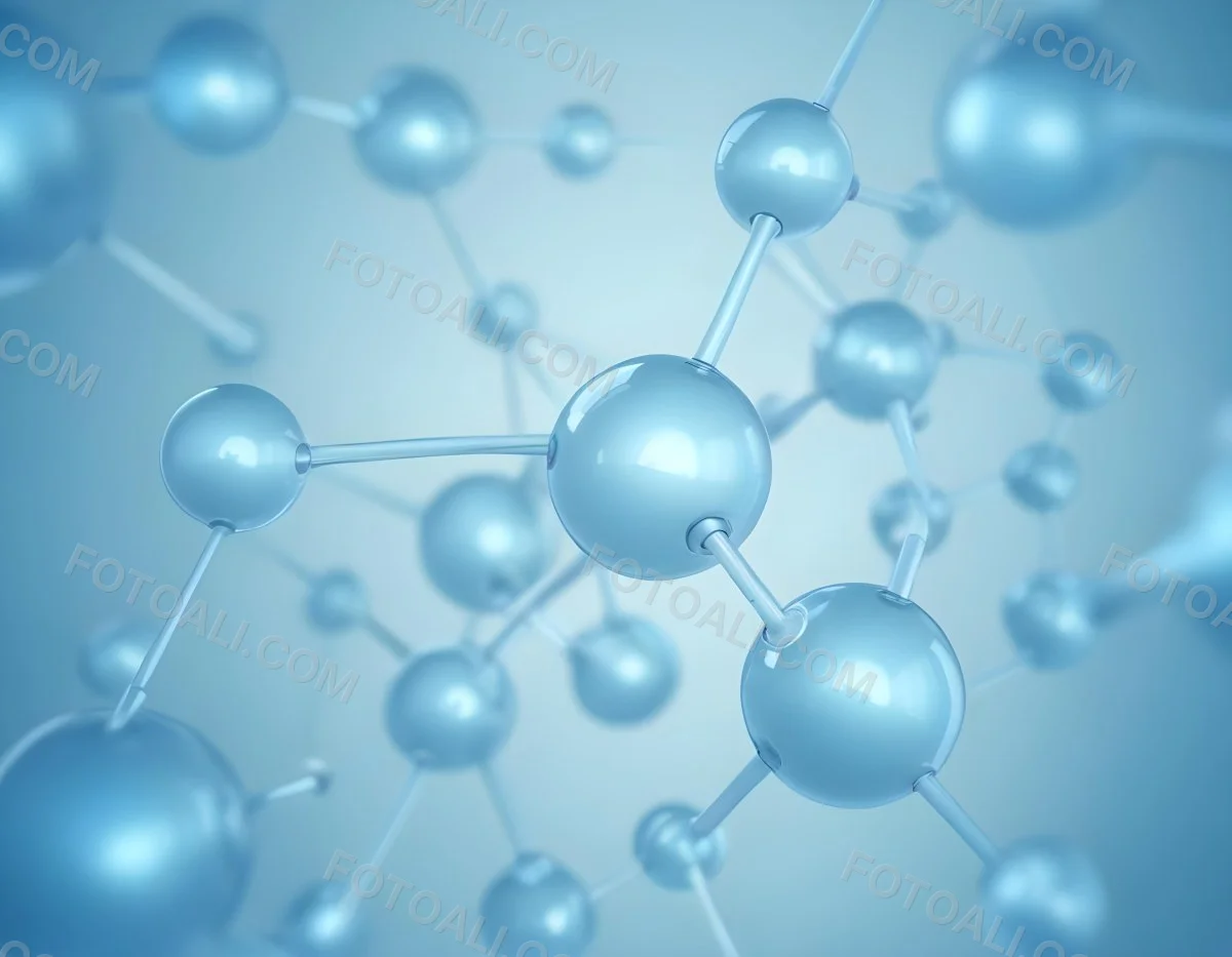 3d Model Molecular Structure With Interconnected Spheres And Rods Light Blue Color Scheme Scientific Visualization Clean And Minimalist Design Soft Lighting Abstract Background With Blurred Spheres Figure Octane 64 0ff8