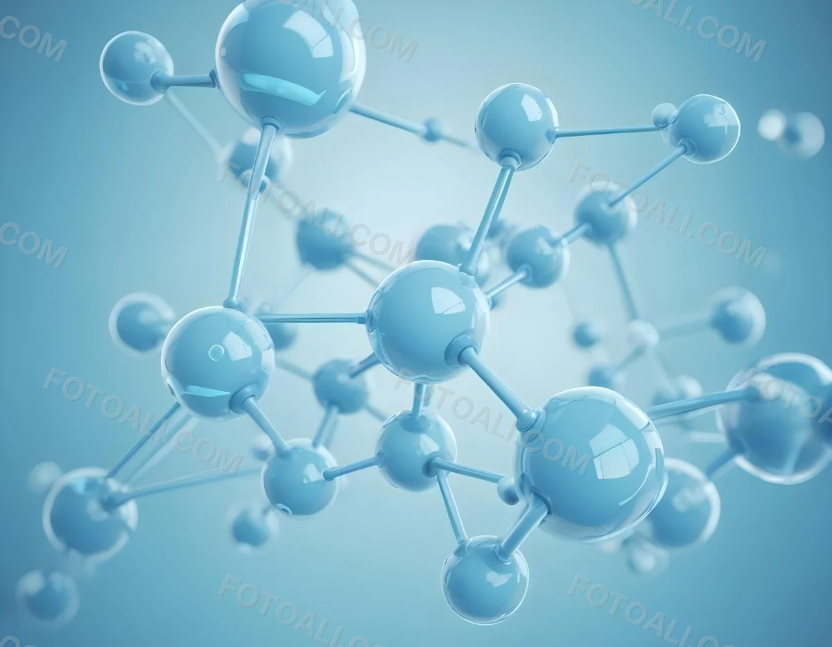 3d Model Molecular Structure With Interconnected Spheres And Rods Light Blue Color Scheme Scientific Visualization Clean And Minimalist Design Soft Lighting Abstract Background With Blurred Spheres Figure Octane 65 D7fe