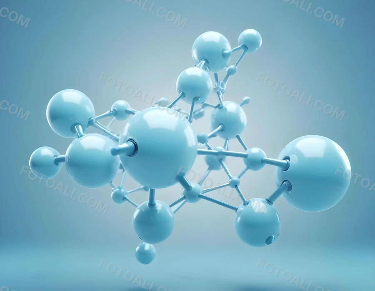3d Model Molecular Structure With Interconnected Spheres And Rods Light Blue Color Scheme Scientific Visualization Clean And Minimalist Design Soft Lighting Abstract Background With Blurred Spheres Figure Octane 70 Dd2e